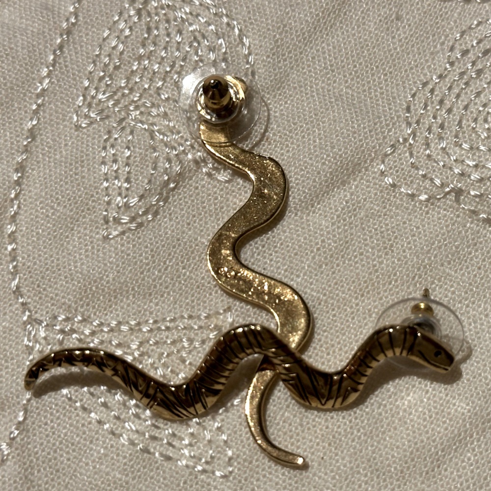 Laurel Burch gold toned metal snake earrings